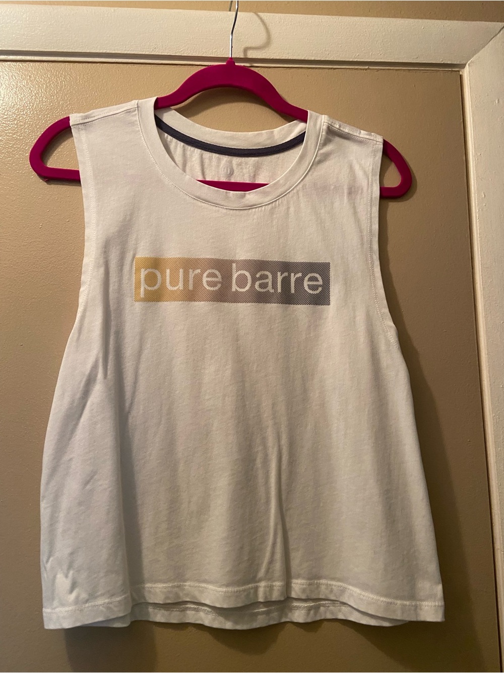 Pure Barre White Sleeveless Logo Tank! Medium! EUC! Fast shipping!